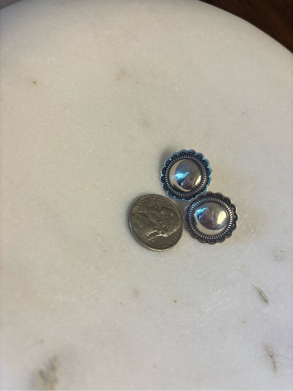 Sterling silver vintage Concho Earrings